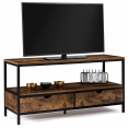 Meuble TV 113 cm DAYTON 2 tiroirs bois effet vieilli design industriel