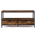 Meuble TV DAYTON 2 tiroirs bois effet vieilli design industriel