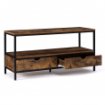 Meuble TV DAYTON 2 tiroirs bois effet vieilli design industriel