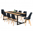 Table à manger DOVER 8 personnes bande centrale noire design industriel 180 cm