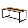 Table à manger DOVER 8 personnes bande centrale noire design industriel 180 cm