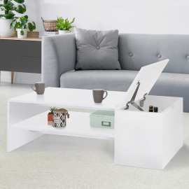 Table basse bar contemporaine IZIA avec coffre blanc Table basse bar contemporaine IZIA avec coffre blanc