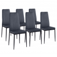 Lot de 6 chaises JULIA en velours gris foncé pour salle à manger