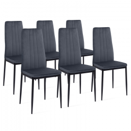 Lot de 6 chaises JULIA en velours gris foncé pour salle à manger