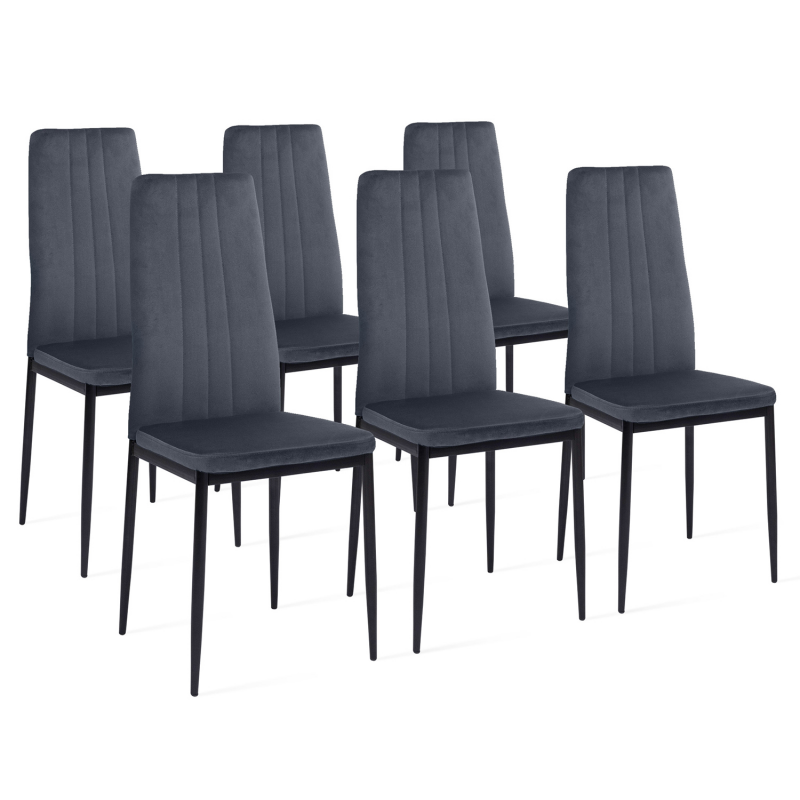 Chaise de salle à manger en velours - gris - lot de 6 chaises de table à  manger