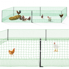 Kit clôture électrifiable filet à poules 12 M avec porte 6 piquets double pointe
