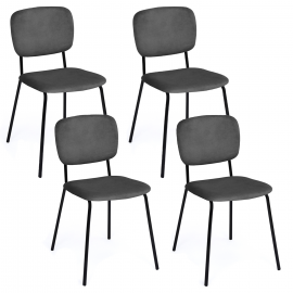 Lot de 4 chaises conférence CHLOE en velours gris foncé Lot de 4 chaises conférence CHLOE en velours gris foncé