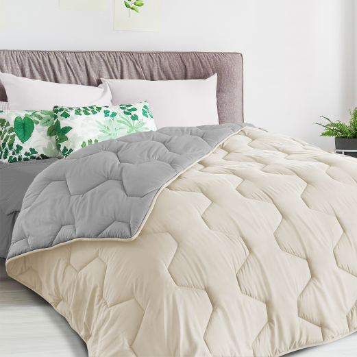 Couette 220x240cm bicolore beige et gris 300 g - ABBY