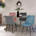 Lot de 4 chaises MADY en velours mix color pastel bleu, gris clair, gris foncé, rose