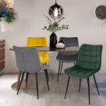 Lot de 4 chaises MADY en velours mix color vert, gris clair, gris foncé, jaune