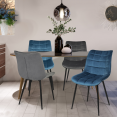 Lot de 4 chaises MADY en velours mix color bleu canard x2, gris clair, gris foncé