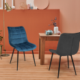 Lot de 4 chaises MADY en velours mix color bleu x2, gris clair, gris foncé