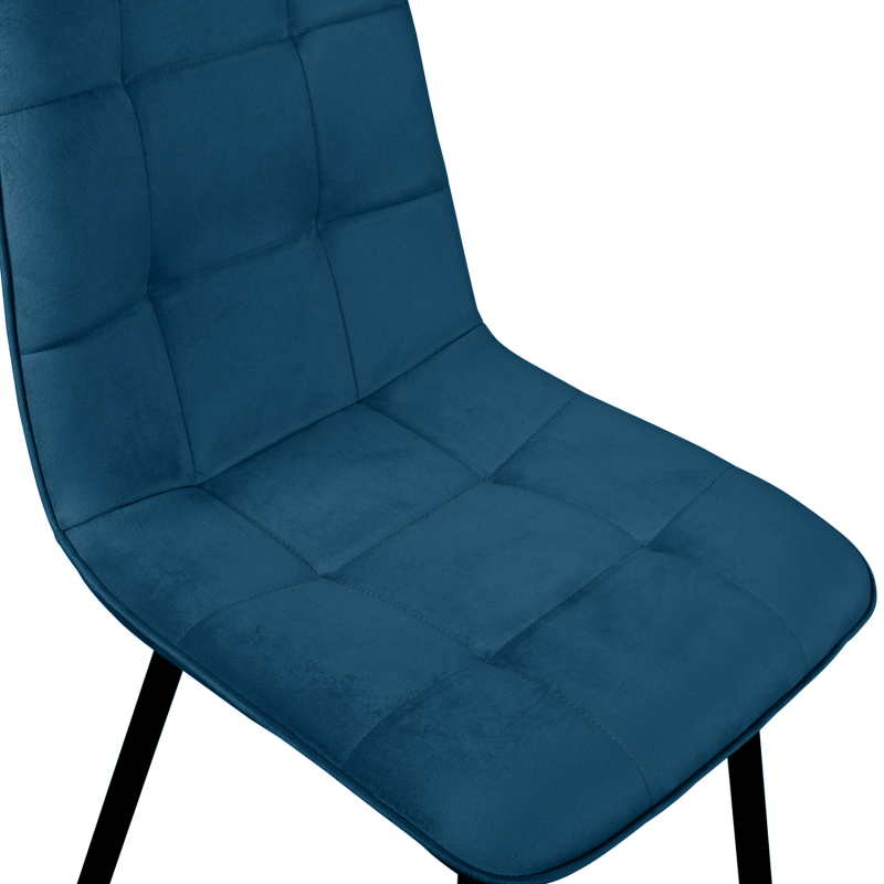 Chaises en velours bleu matelassées pieds métal x6 - MILA