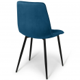 Lot de 6 chaises MILA en velours bleu pour salle à manger