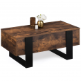 Table basse plateau relevable PHOENIX bois effet vieilli et noir