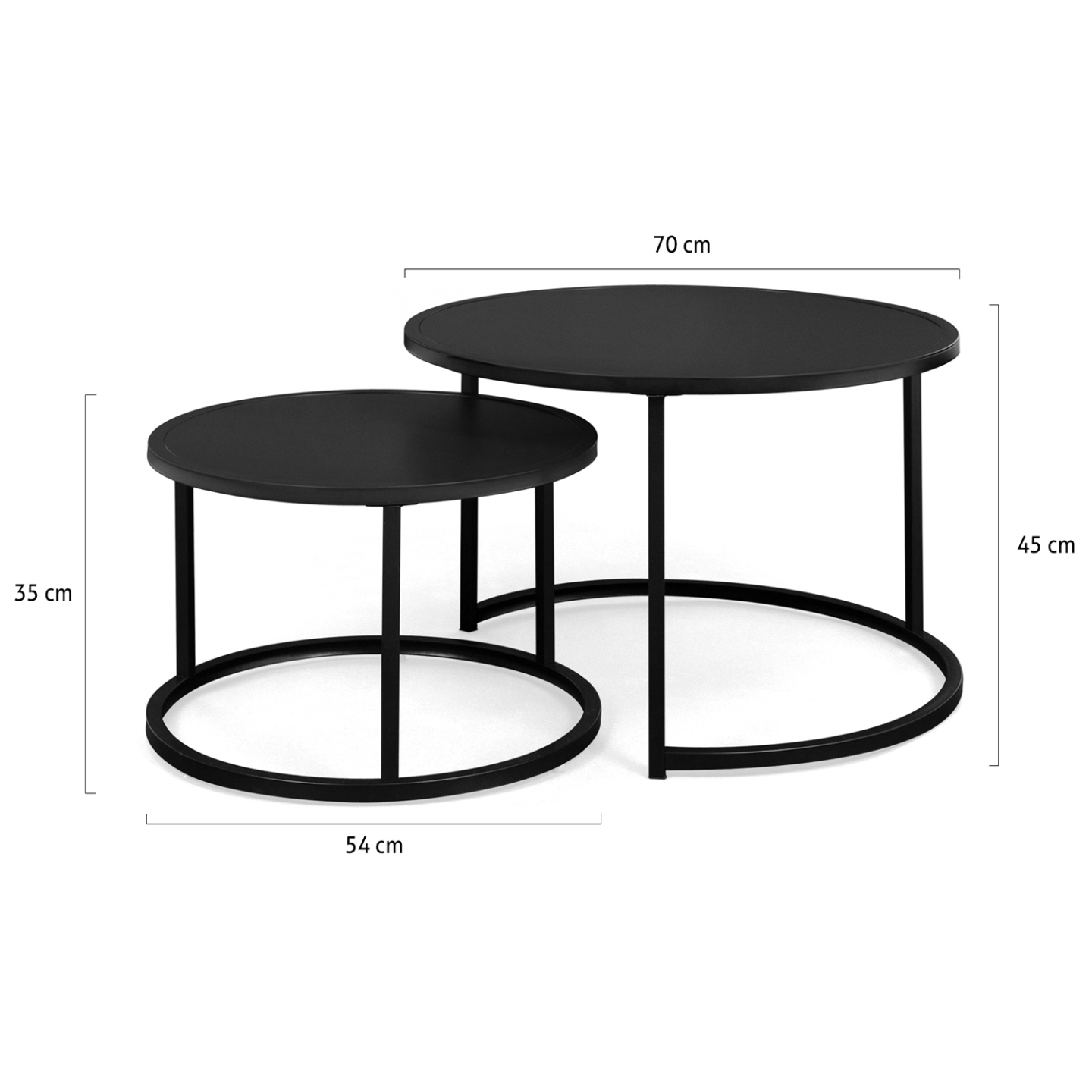 IDMarket Lot De 2 Tables Basses Gigognes Hawkins Rondes Bois Foncé - Design Industriel 54/70 Cm