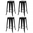 Lot de 4 tabourets LENY métal noir mat empilable aspect brut factory