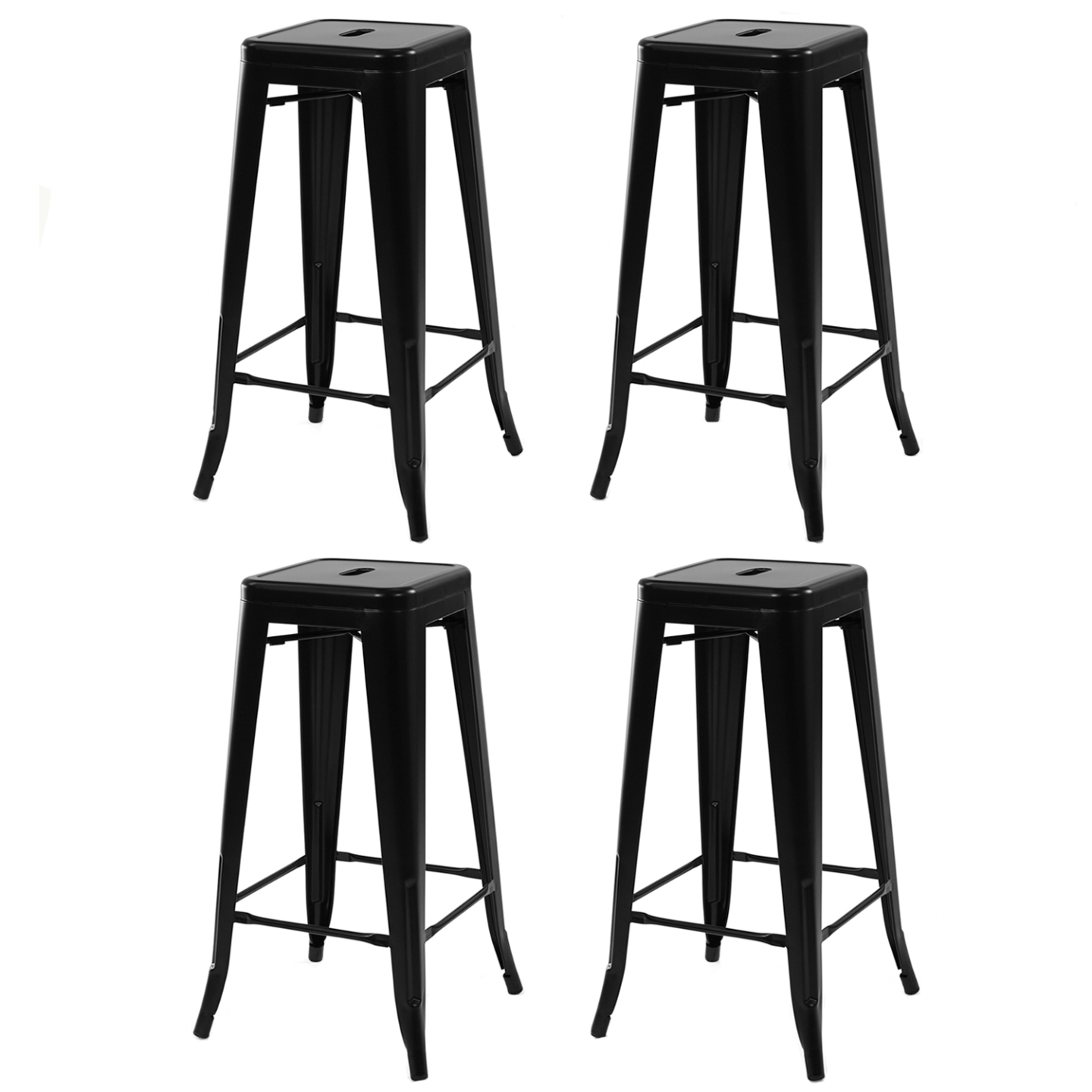 Tabourets industriels en métal noir mat - Lot de 4 - LENY | IdMarket ...
