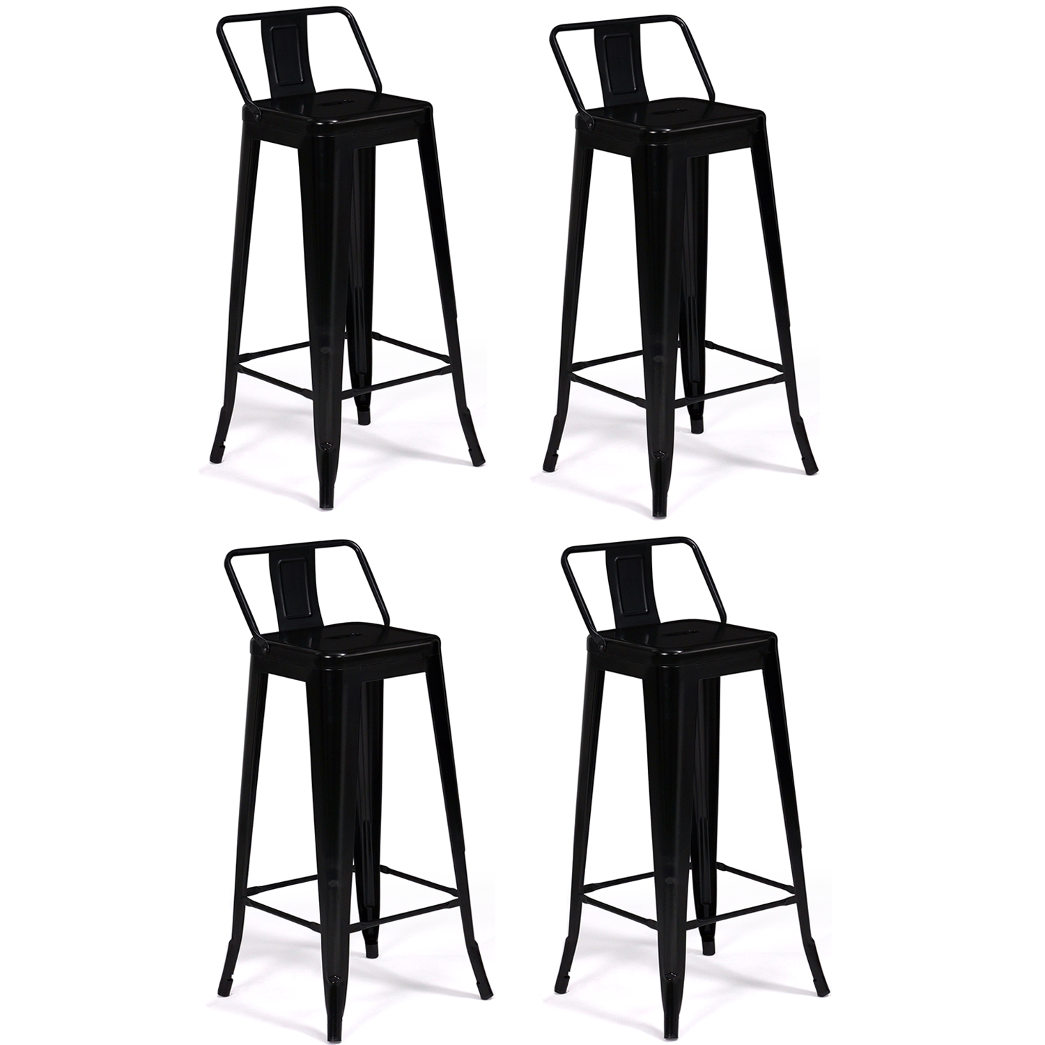 Tabourets de bar métal noir avec dossier