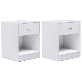 Lot de 2 tables de chevet OLGA bois blanc Lot de 2 tables de chevet OLGA bois blanc