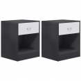 Lot de 2 tables de chevet OLGA bois gris et tiroir blanc