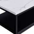 Console double ALASKA effet marbre et bois noir pied métal