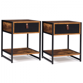 Lot de 2 tables de chevet CHICAGO design industriel Lot de 2 tables de chevet CHICAGO design industriel