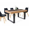 Table à manger rectangle PHOENIX 6 personnes bois et noir bande centrale noire 160 cm