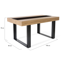 IDMarket Table à Manger Phoenix 160cm - Bois Et Noir, 6 Personnes | Style Contemporain Avec Bande Centrale