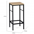 Lot de 4 tabourets de bar DETROIT design industriel