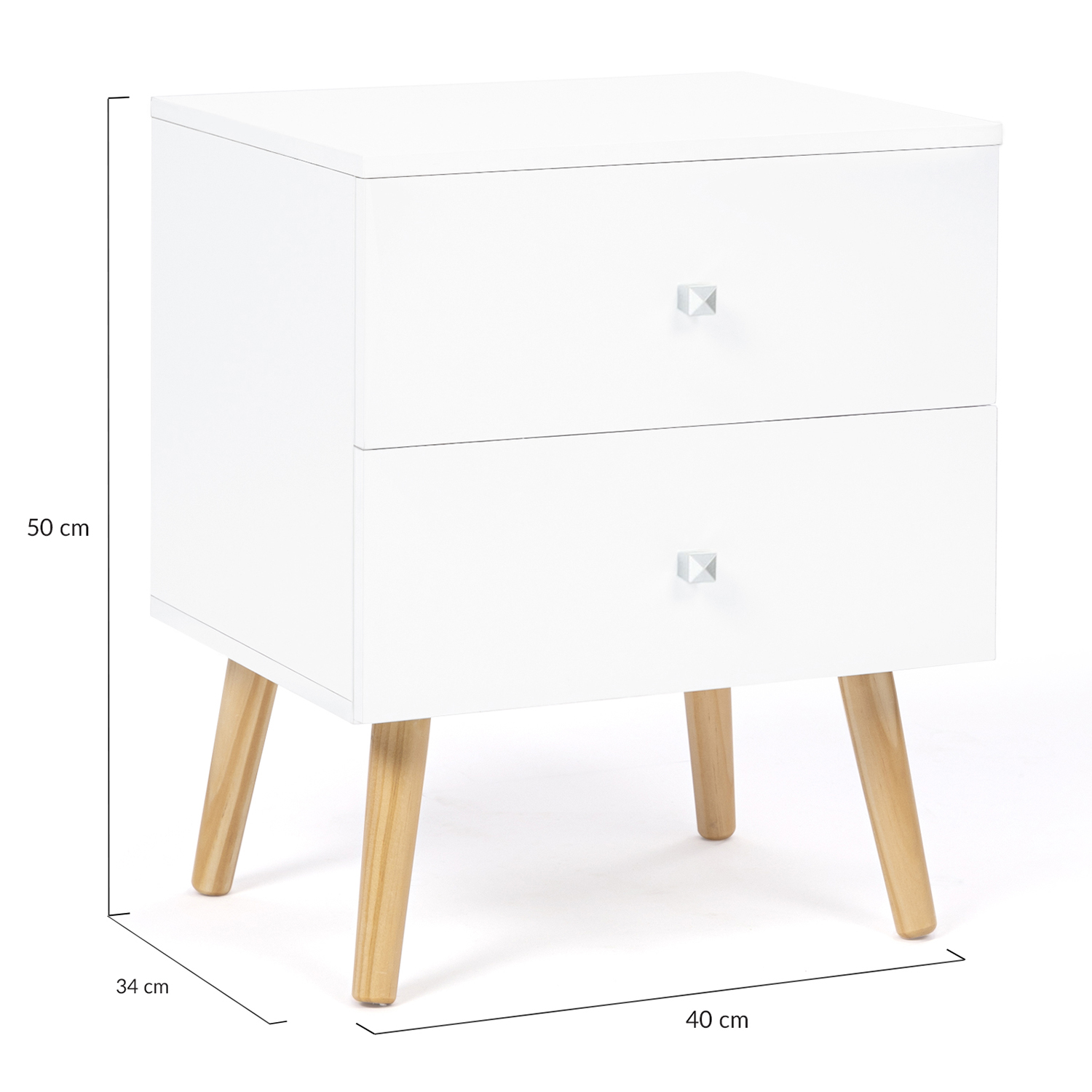 Tables de chevet scandinaves bois et blanc 2 tiroirs EMMIE ID Market