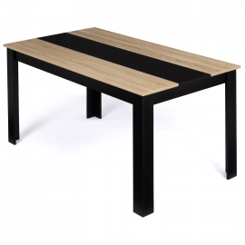 Table à manger GEORGIA 8 personnes noire et imitation hêtre 160 x 90 cm Table à manger GEORGIA 8 personnes noire et imitation hêtre 160 x 90 cm