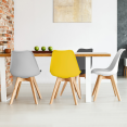 Lot de 4 chaises SARA gris foncé, gris clair, blanc et jaune