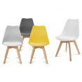 Lot de 4 chaises SARA gris foncé, gris clair, blanc et jaune