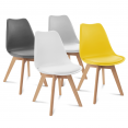Lot de 4 chaises SARA gris foncé, gris clair, blanc et jaune