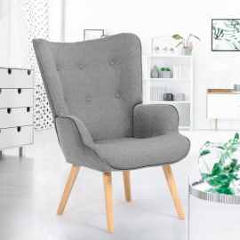 Fauteuil scandinave IVAR en tissu gris clair Fauteuil scandinave IVAR en tissu gris clair