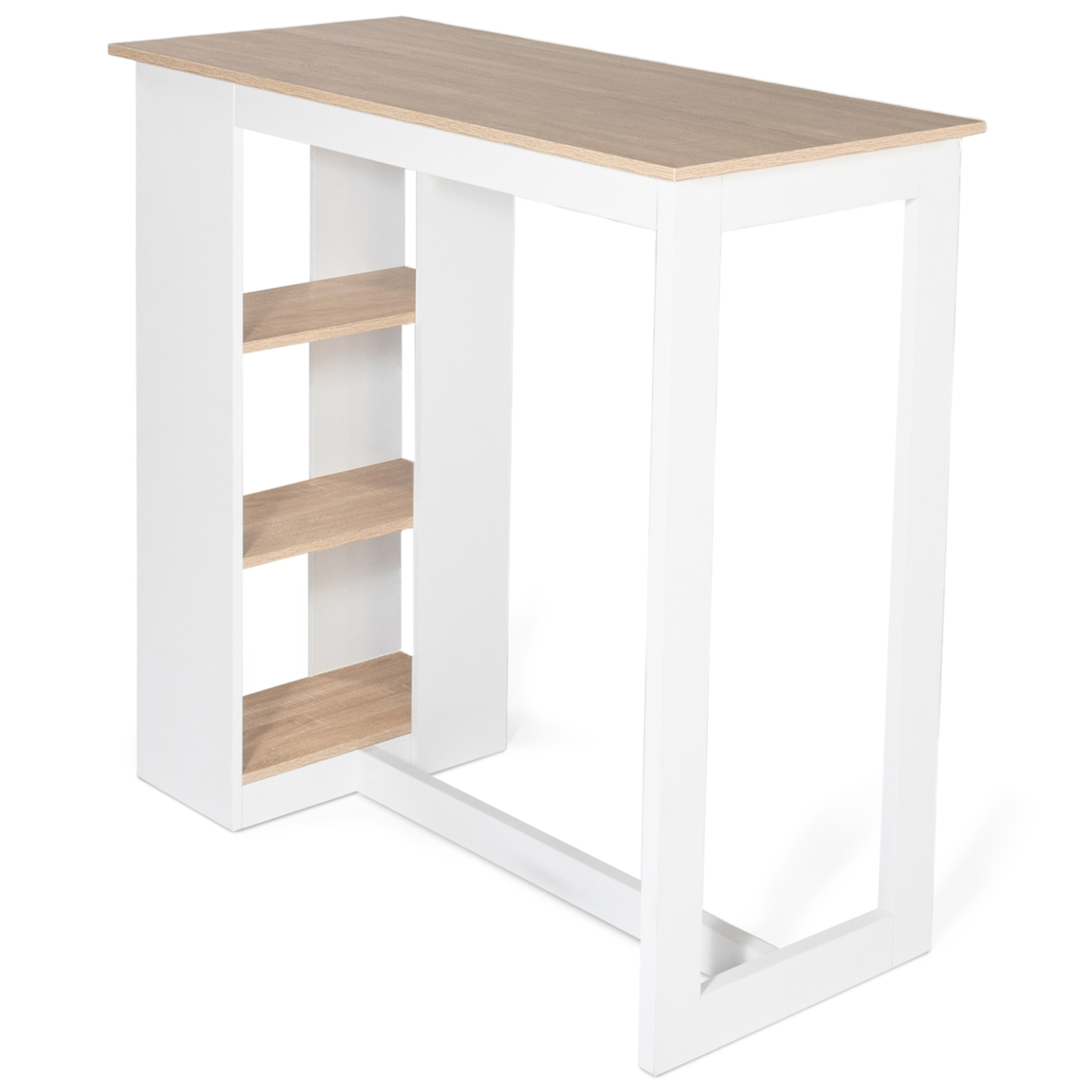 Table haute de bar pas cher bois imitation hêtre et blanc - BARTH ...