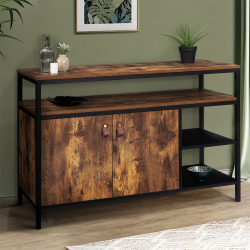 14968 - Credenza bassa industriale a 2 ante, effetto legno invecchiato, 100 cm Buffet bas 2 portes 100 cm CHICAGO design industriel