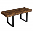 Table à manger extensible PHOENIX 6-10 personnes bois effet vieilli et noir 160-200 cm