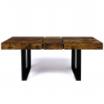 Table à manger extensible PHOENIX 6-10 personnes bois effet vieilli et noir 160-200 cm