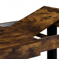 Table à manger extensible rectangle PHOENIX 6-10 personnes bois effet vieilli et noir 160-200 cm