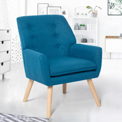 14332 - Poltrona scandinava blu anatra Fauteuil scandinave NAT en tissu bleu canard