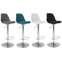 15306 - Sgabelli da bar regolabili di design in 4 colori Lot de 4 tabourets de bar KARL mix color gris foncé, bleu canard, blanc et noir