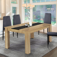 Table à manger extensible GEORGIA 6-10 personnes imitation hêtre et noire 140-220 x 90 cm