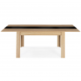 Table à manger extensible GEORGIA 6-10 personnes imitation hêtre et noire 140-220 x 90 cm