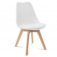 Ensemble table à manger extensible INGA 160-200 cm et 6 chaises SARA blanches design scandinave