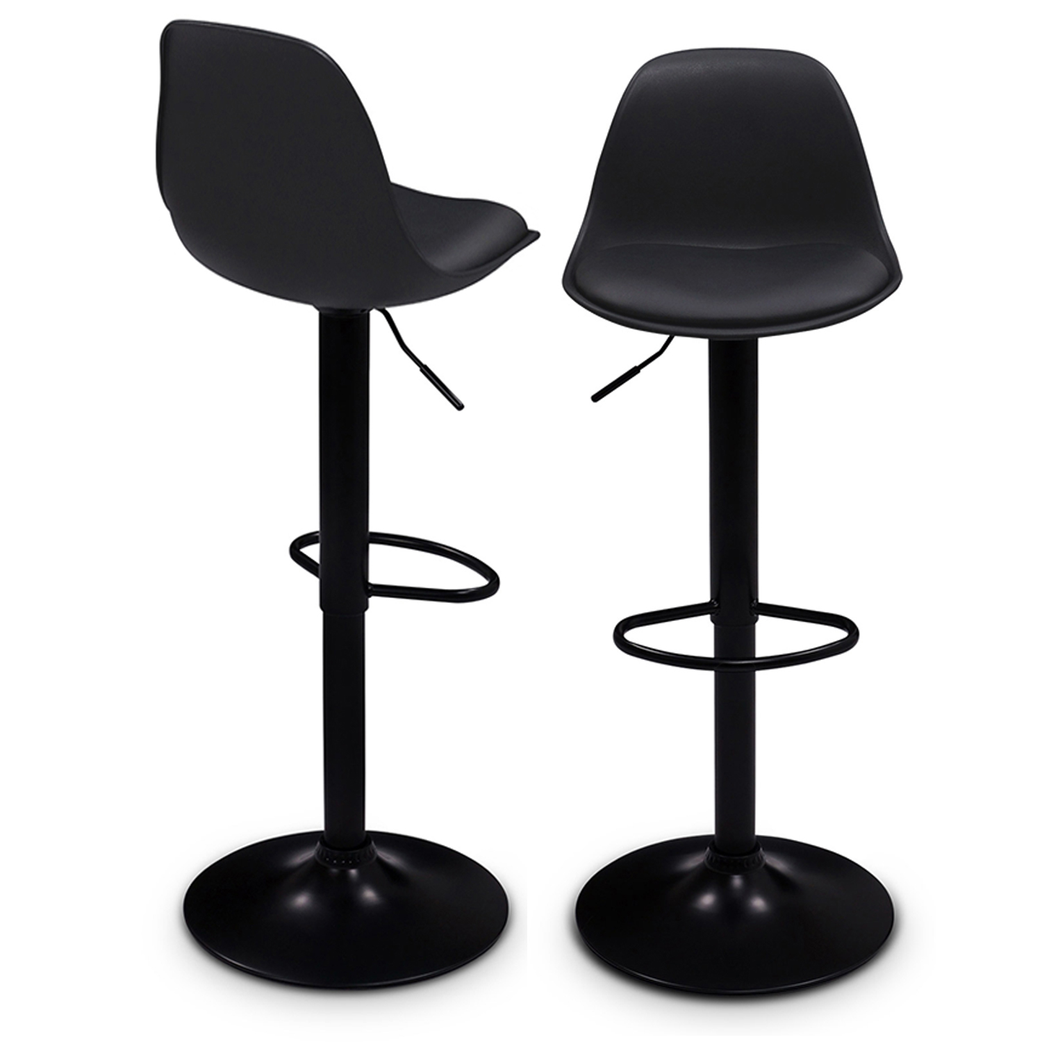 Lot de 2 tabourets de bar noir réglables
