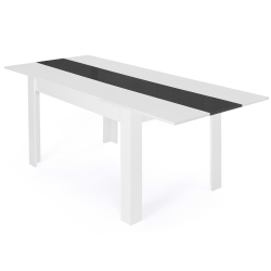 14966 - Tavolo da pranzo allungabile bianco e grigio per 6-10 persone Table à manger extensible rectangle GEORGIA 6-10 personnes blanche et grise 140-220 x 90 cm