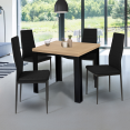 Table à manger extensible DONA 6-10 personnes noir plateau façon hêtre 110-220 cm