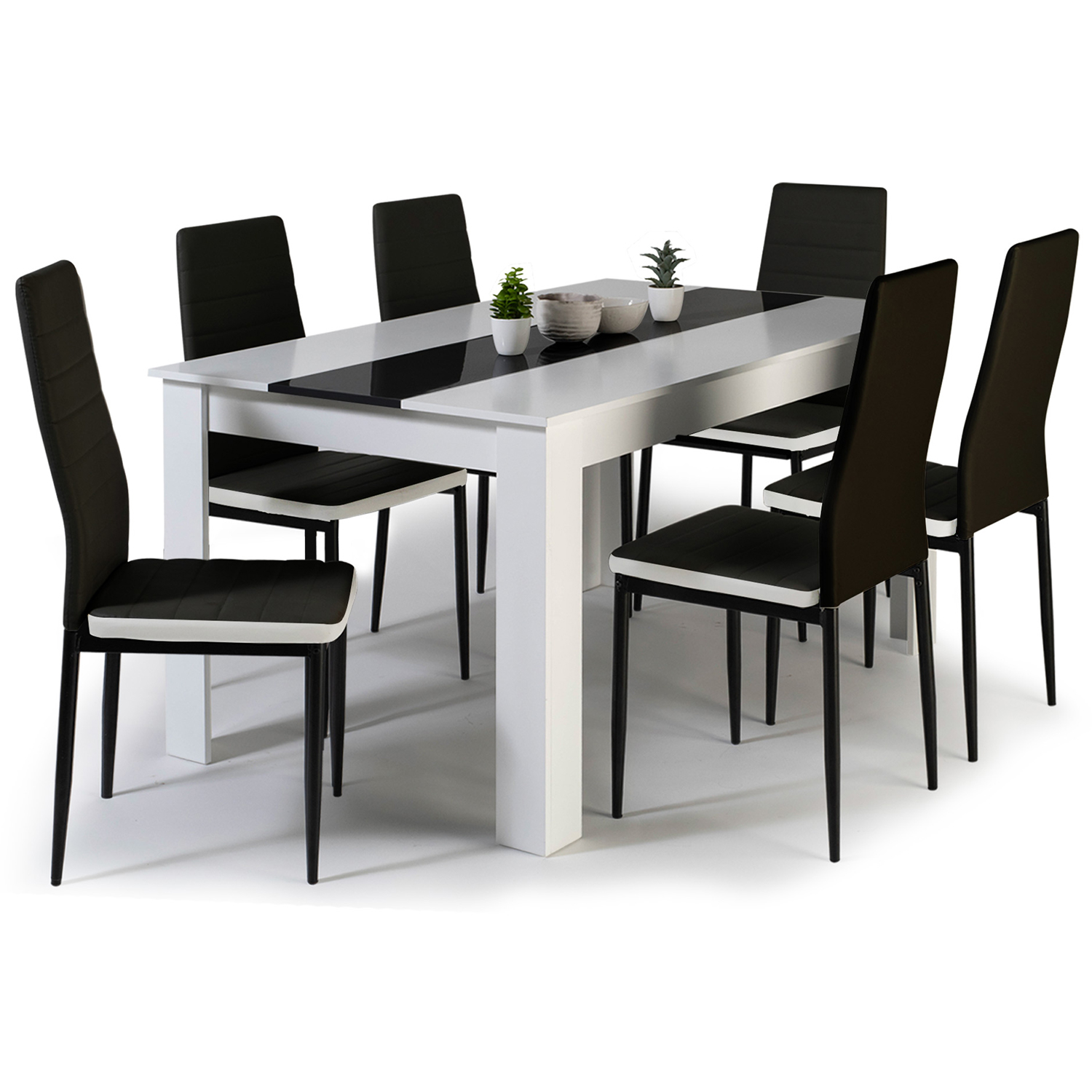 FURNITABLE Table et 4 Chaises Salle Manger Rectangulaire | Ensembles de  Meubles de Salle à Manger | Table Blanche et chaises Blanches